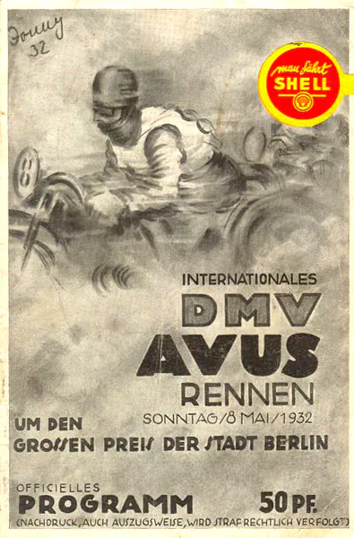1932-05-08 | AVUS | AVUS-Rennplakate | avus event artwork | avus programme cover | avus poster | carsten riede