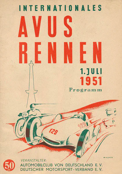 1951-07-01 | AVUS | AVUS-Rennplakate | avus event artwork | avus programme cover | avus poster | carsten riede