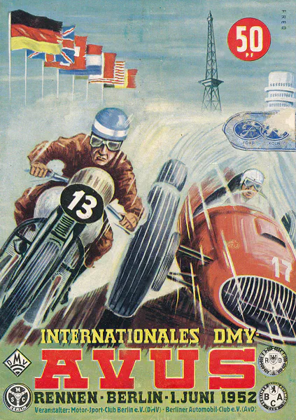 1952-06-01 | AVUS | AVUS-Rennplakate | avus event artwork | avus programme cover | avus poster | carsten riede