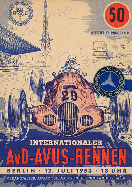 1953-07-12 | AVUS | AVUS-Rennplakate | avus event artwork | avus programme cover | avus poster | carsten riede