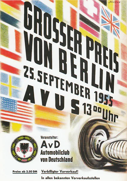 1955-09-25 | AVUS | AVUS-Rennplakate | avus event artwork | avus programme cover | avus poster | carsten riede