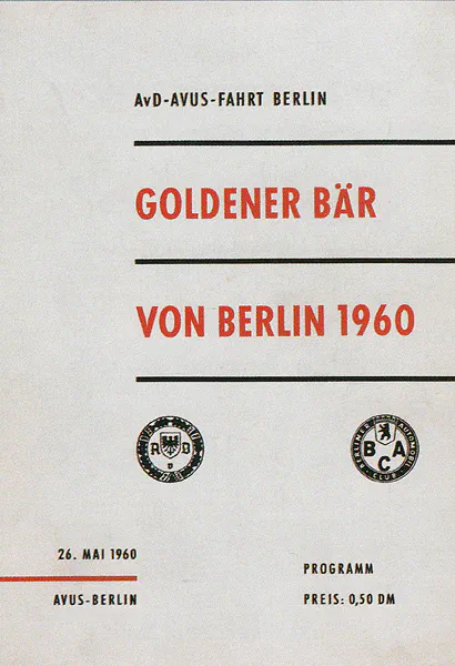 1960-05-26 | AVUS | AVUS-Rennplakate | avus event artwork | avus programme cover | avus poster | carsten riede