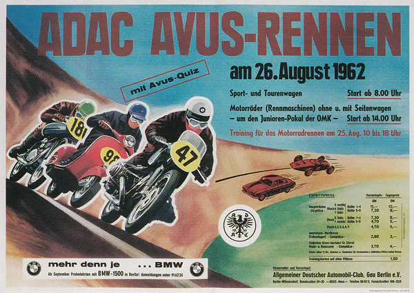 1962-08-26 | AVUS | AVUS-Rennplakate | avus event artwork | avus programme cover | avus poster | carsten riede