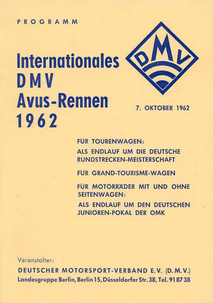 1962-10-07 | AVUS | AVUS-Rennplakate | avus event artwork | avus programme cover | avus poster | carsten riede