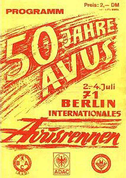1971-04-07 | AVUS | AVUS-Rennplakate | avus event artwork | avus programme cover | avus poster | carsten riede