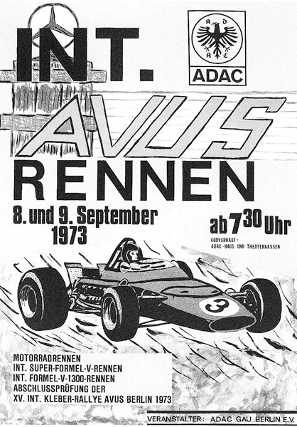 1973-09-09 | AVUS | AVUS-Rennplakate | avus event artwork | avus programme cover | avus poster | carsten riede