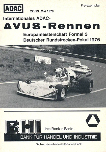 1976-05-23 | AVUS | AVUS-Rennplakate | avus event artwork | avus programme cover | avus poster | carsten riede