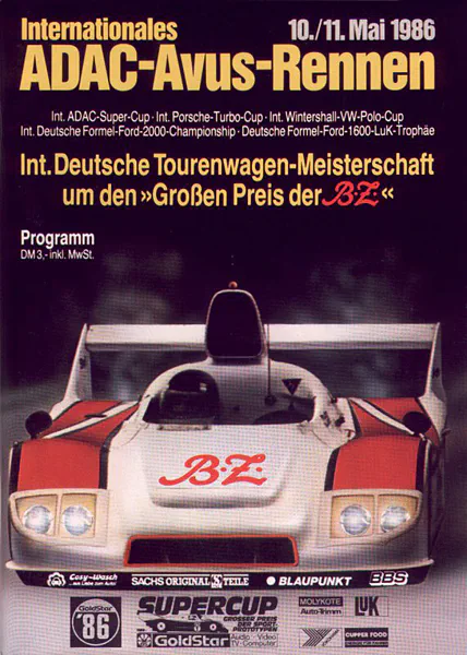1986-05-11 | AVUS | AVUS-Rennplakate | avus event artwork | avus programme cover | avus poster | carsten riede