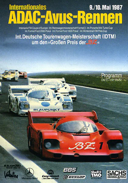 1987-05-10 | AVUS | AVUS-Rennplakate | avus event artwork | avus programme cover | avus poster | carsten riede