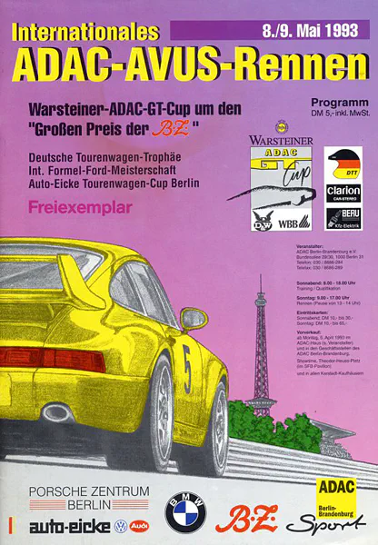 1993-05-09 | AVUS | AVUS-Rennplakate | avus event artwork | avus programme cover | avus poster | carsten riede
