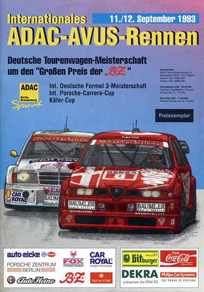 1993-09-12 | AVUS | AVUS-Rennplakate | avus event artwork | avus programme cover | avus poster | carsten riede