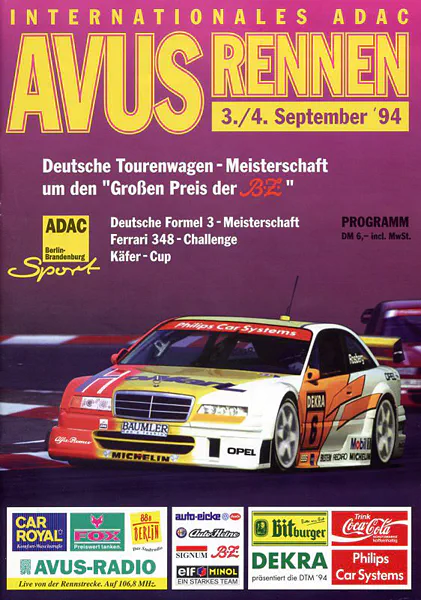 1994-09-04 | AVUS | AVUS-Rennplakate | avus event artwork | avus programme cover | avus poster | carsten riede