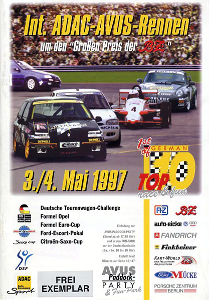 1997-05-04 | AVUS | AVUS-Rennplakate | avus event artwork | avus programme cover | avus poster | carsten riede