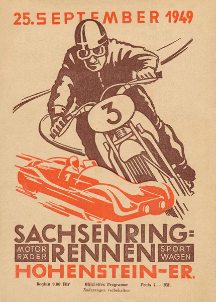 1949-09-25 | Sachsenring | DDR-Rennplakate | gdr event artwork | gdr programme cover | gdr poster | carsten riede