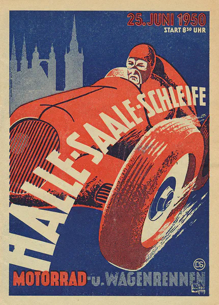 1950-06-25 | Halle/Saale | DDR-Rennplakate | gdr event artwork | gdr programme cover | gdr poster | carsten riede