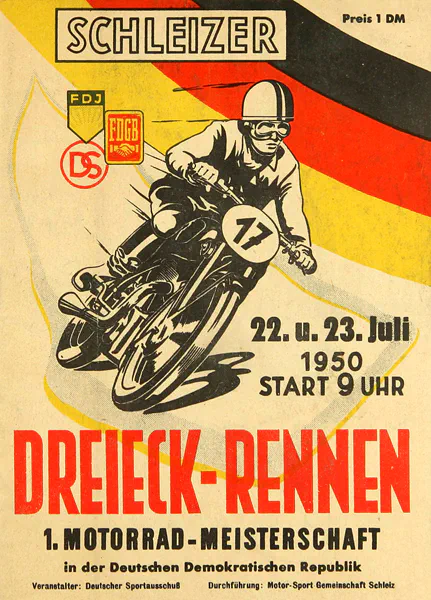 1950-07-23 | Schleiz | DDR-Rennplakate | gdr event artwork | gdr programme cover | gdr poster | carsten riede