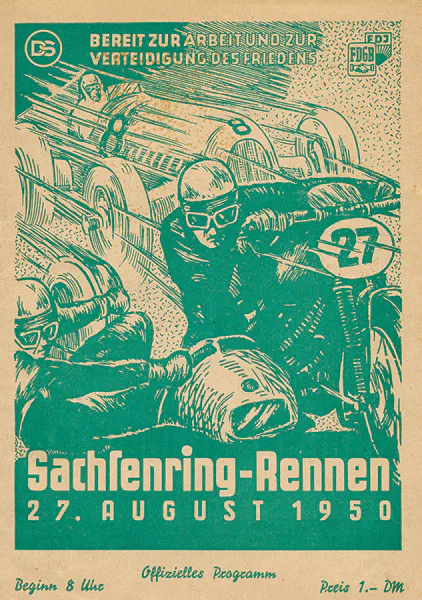 1950-08-27 | Sachsenring | DDR-Rennplakate | gdr event artwork | gdr programme cover | gdr poster | carsten riede