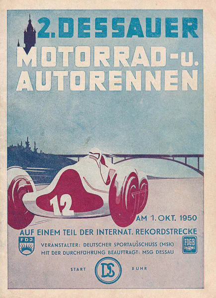 1950-10-01 | Dessau | DDR-Rennplakate | gdr event artwork | gdr programme cover | gdr poster | carsten riede