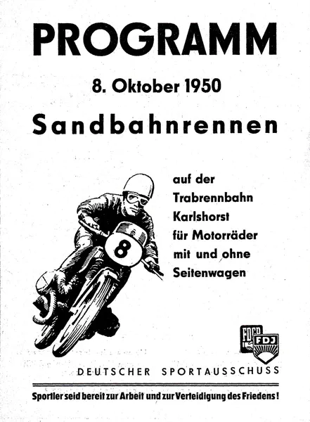 1950-10-08 | Karlshorst | DDR-Rennplakate | gdr event artwork | gdr programme cover | gdr poster | carsten riede