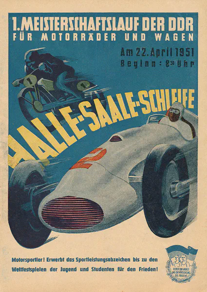 1951-04-22 | Halle/Saale | DDR-Rennplakate | gdr event artwork | gdr programme cover | gdr poster | carsten riede