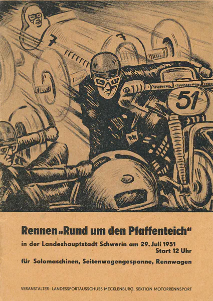 1951-07-29 | Schwerin | DDR-Rennplakate | gdr event artwork | gdr programme cover | gdr poster | carsten riede