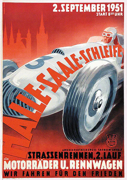 1951-09-02 | Halle/Saale | DDR-Rennplakate | gdr event artwork | gdr programme cover | gdr poster | carsten riede