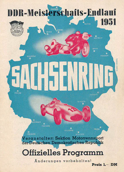 1951-09-30 | Sachsenring | DDR-Rennplakate | gdr event artwork | gdr programme cover | gdr poster | carsten riede
