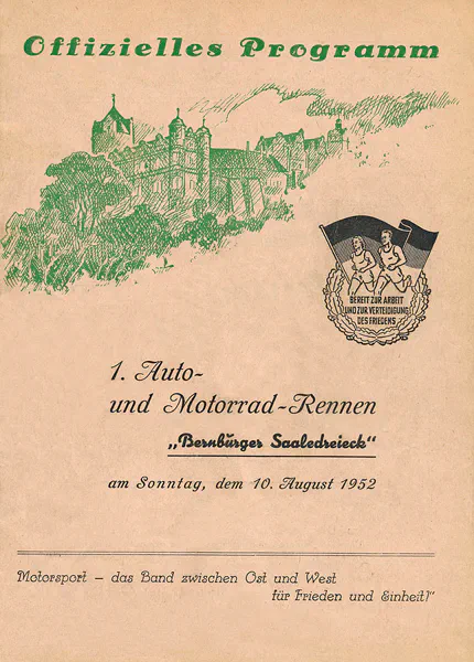 1952-08-10 | Bernburg | DDR-Rennplakate | gdr event artwork | gdr programme cover | gdr poster | carsten riede