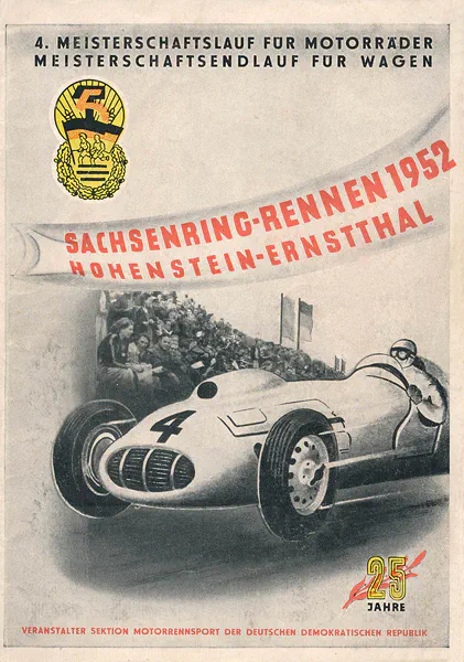 1952-09-07 | Sachsenring | DDR-Rennplakate | gdr event artwork | gdr programme cover | gdr poster | carsten riede