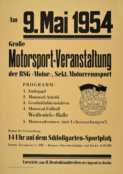 1954-05-09 | Weissenfels | DDR-Rennplakate | gdr event artwork | gdr programme cover | gdr poster | carsten riede