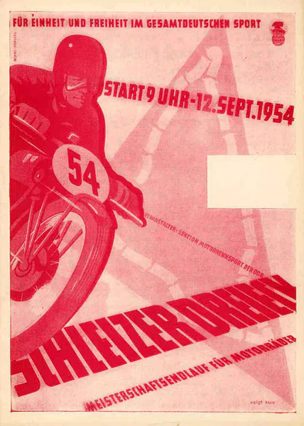 1954-09-12 | Schleiz | DDR-Rennplakate | gdr event artwork | gdr programme cover | gdr poster | carsten riede