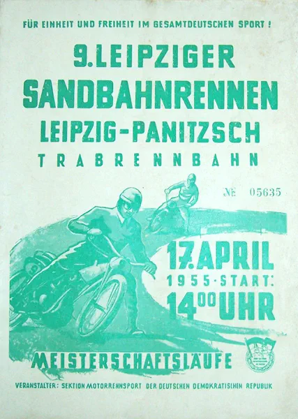 1955-04-17 | Leipzig | DDR-Rennplakate | gdr event artwork | gdr programme cover | gdr poster | carsten riede