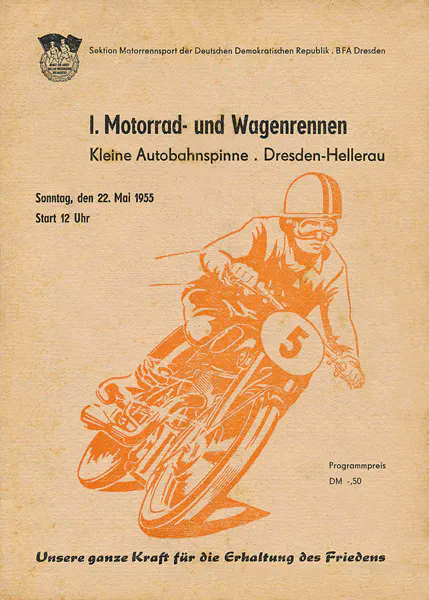 1955-05-22 | Dresden | DDR-Rennplakate | gdr event artwork | gdr programme cover | gdr poster | carsten riede