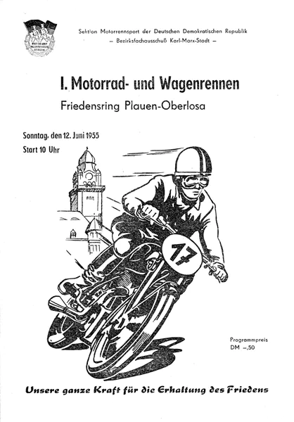 1955-06-12 | Plauen | DDR-Rennplakate | gdr event artwork | gdr programme cover | gdr poster | carsten riede