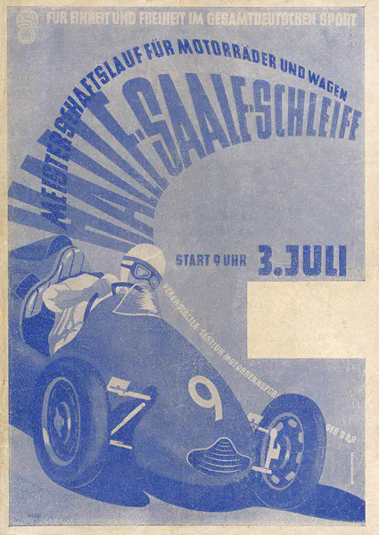1955-07-03 | Halle/Saale | DDR-Rennplakate | gdr event artwork | gdr programme cover | gdr poster | carsten riede