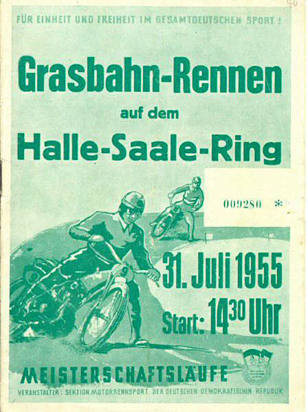 1955-07-31 | Halle/Saale | DDR-Rennplakate | gdr event artwork | gdr programme cover | gdr poster | carsten riede