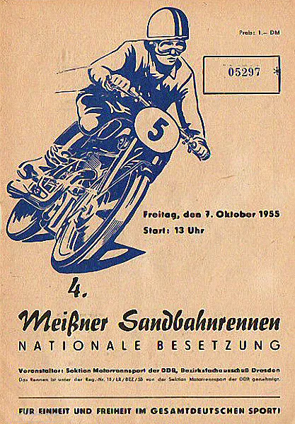 1955-10-07 | Meissen | DDR-Rennplakate | gdr event artwork | gdr programme cover | gdr poster | carsten riede