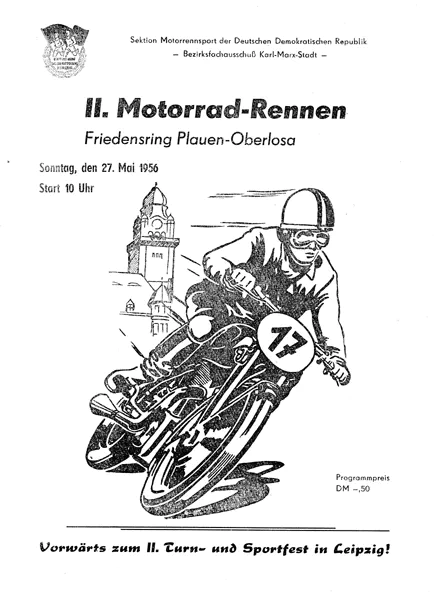 1956-05-27 | Plauen | DDR-Rennplakate | gdr event artwork | gdr programme cover | gdr poster | carsten riede