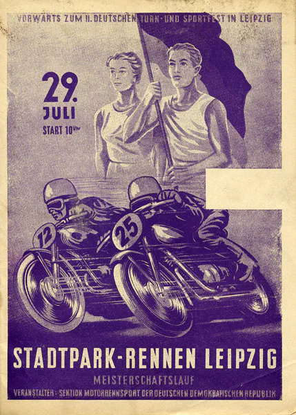 1956-07-29 | Leipzig | DDR-Rennplakate | gdr event artwork | gdr programme cover | gdr poster | carsten riede