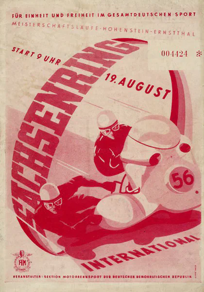 1956-08-19 | Sachsenring | DDR-Rennplakate | gdr event artwork | gdr programme cover | gdr poster | carsten riede