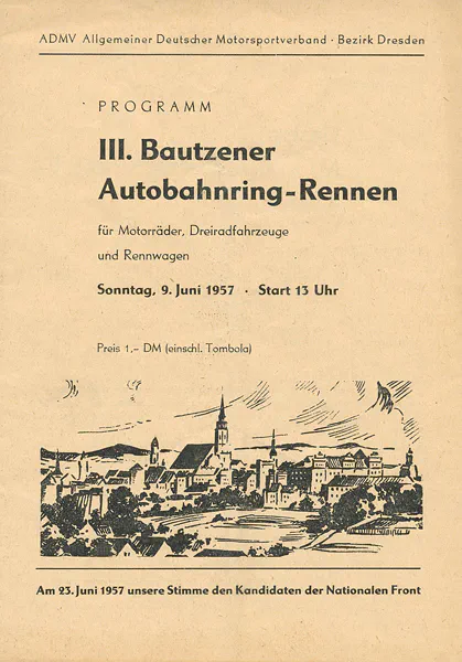 1957-06-09 | Bautzen | DDR-Rennplakate | gdr event artwork | gdr programme cover | gdr poster | carsten riede