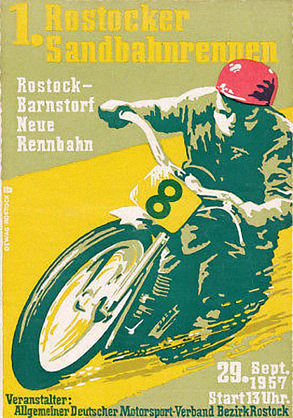 1957-09-29 | Rostock | DDR-Rennplakate | gdr event artwork | gdr programme cover | gdr poster | carsten riede