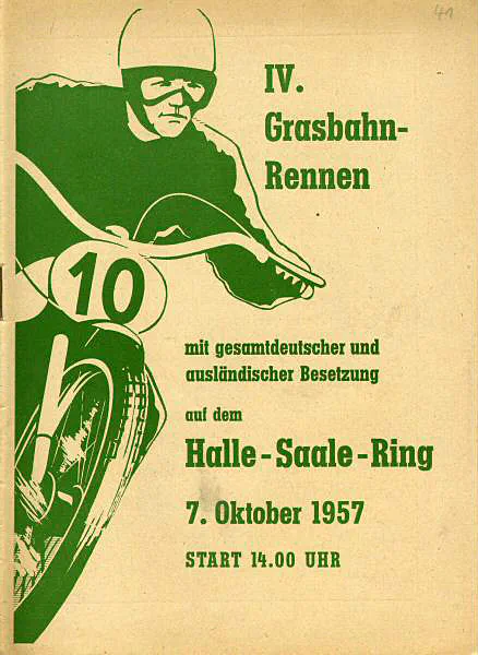 1957-10-07 | Halle/Saale | DDR-Rennplakate | gdr event artwork | gdr programme cover | gdr poster | carsten riede