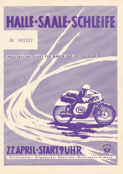 1958-04-27 | Halle/Saale | DDR-Rennplakate | gdr event artwork | gdr programme cover | gdr poster | carsten riede