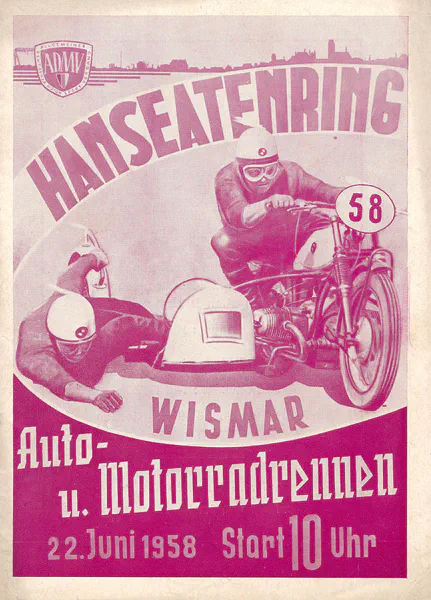 1958-06-22 | Wismar | DDR-Rennplakate | gdr event artwork | gdr programme cover | gdr poster | carsten riede