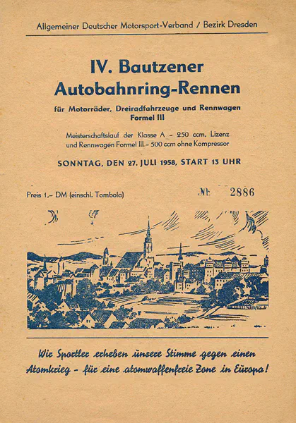 1958-07-27 | Bautzen | DDR-Rennplakate | gdr event artwork | gdr programme cover | gdr poster | carsten riede