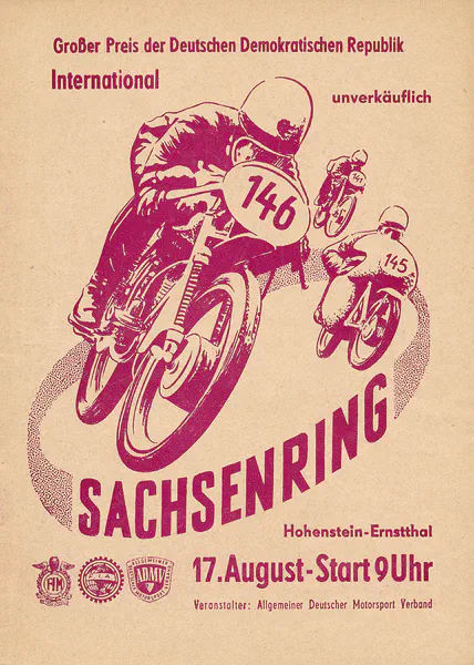 1958-08-17 | Sachsenring | DDR-Rennplakate | gdr event artwork | gdr programme cover | gdr poster | carsten riede