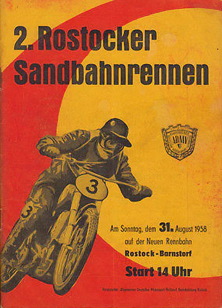 1958-08-31 | Rostock | DDR-Rennplakate | gdr event artwork | gdr programme cover | gdr poster | carsten riede