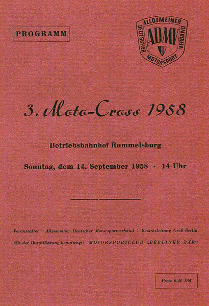 1958-09-14 | Rummelsburg | DDR-Rennplakate | gdr event artwork | gdr programme cover | gdr poster | carsten riede
