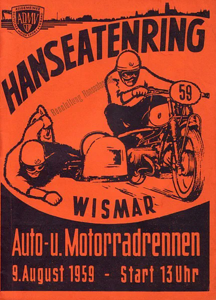 1959-08-09 | Wismar | DDR-Rennplakate | gdr event artwork | gdr programme cover | gdr poster | carsten riede